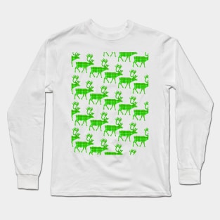 GREEN Plaid Reindeer Ugly Holiday Sweater. Long Sleeve T-Shirt